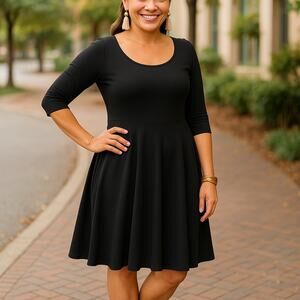 LuLaRoe Womens Dress Size XXS Nicole Fit & Flare Solid Black Noir Collection NEW